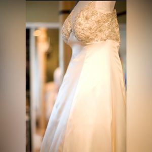 Ann Barge custom made wedding dress with 100 flower Swarovski buttons